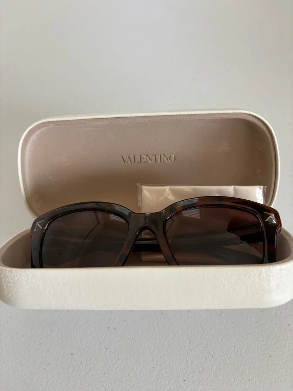 Valentino Tortoiseshell Acetate Sunglasses with Brown Lenses